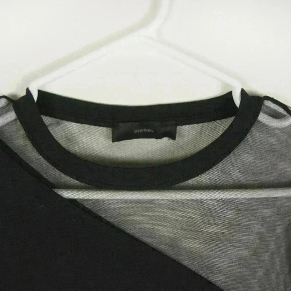 Diesel Y2K 2000s Black Mesh Cutout Sheer Detail Long Sleeve Mini Dress - Picture 8 of 9